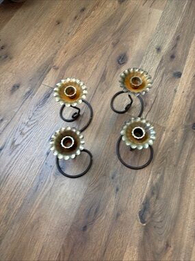Source Unknown Gold and Brown Floral Wall Hooks